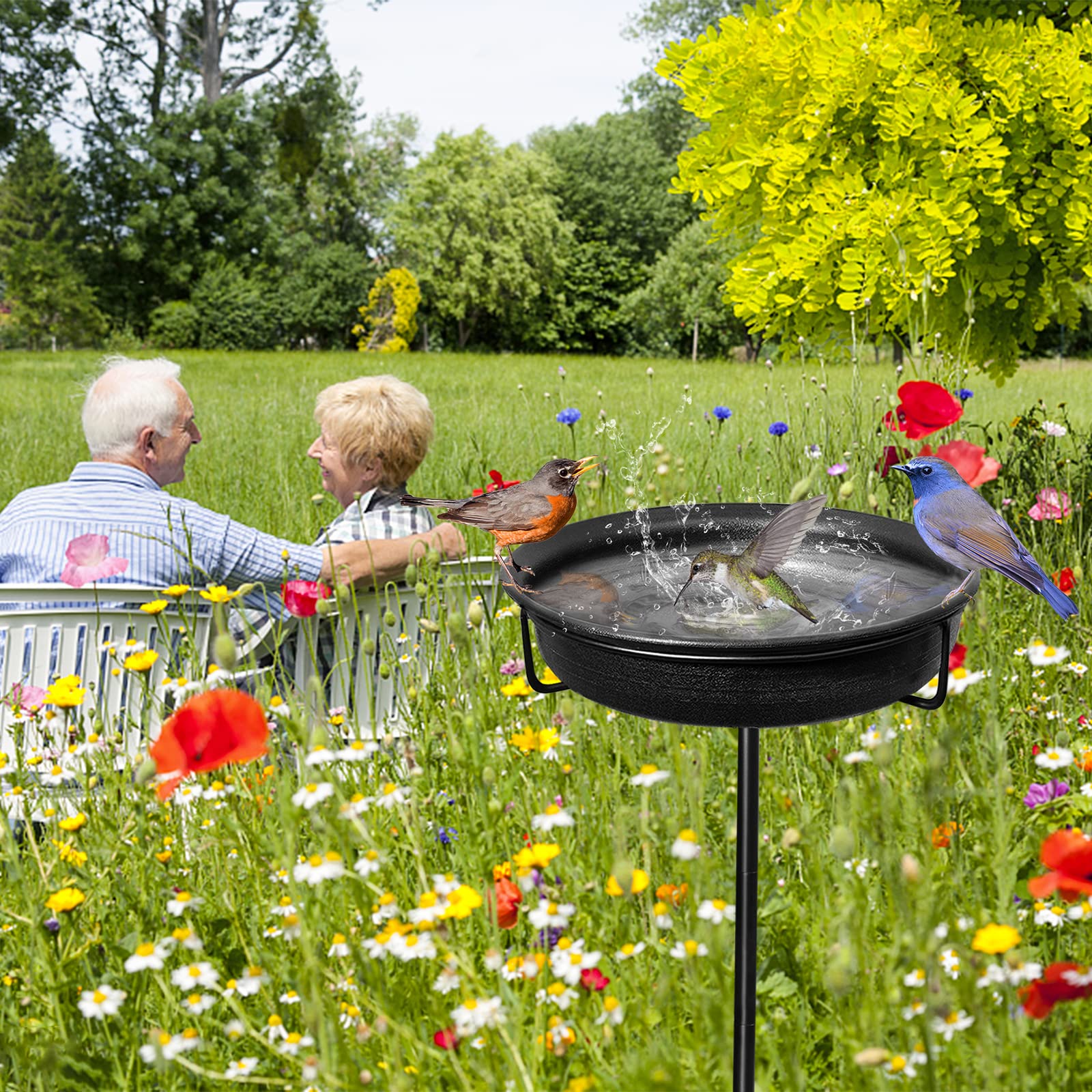 YALINKA garden birdbath adds elegance and wildlife ambiance.
