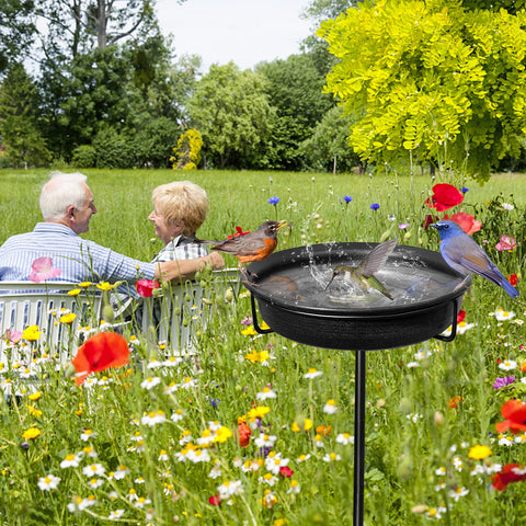 YALINKA garden birdbath adds elegance and wildlife ambiance.