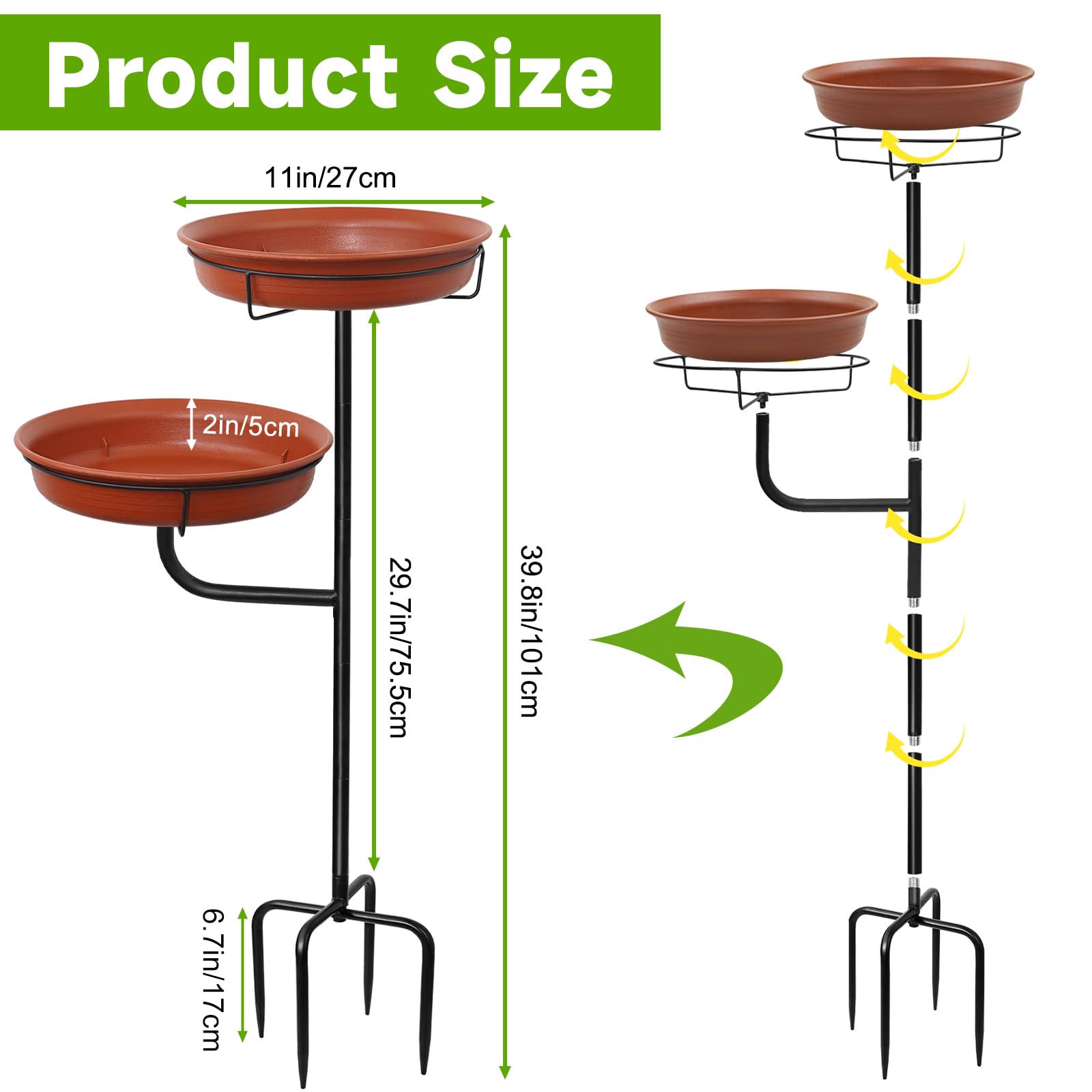 YALINKA 2-in-1 birdbath and feeder supports bathing and feeding for backyard birds