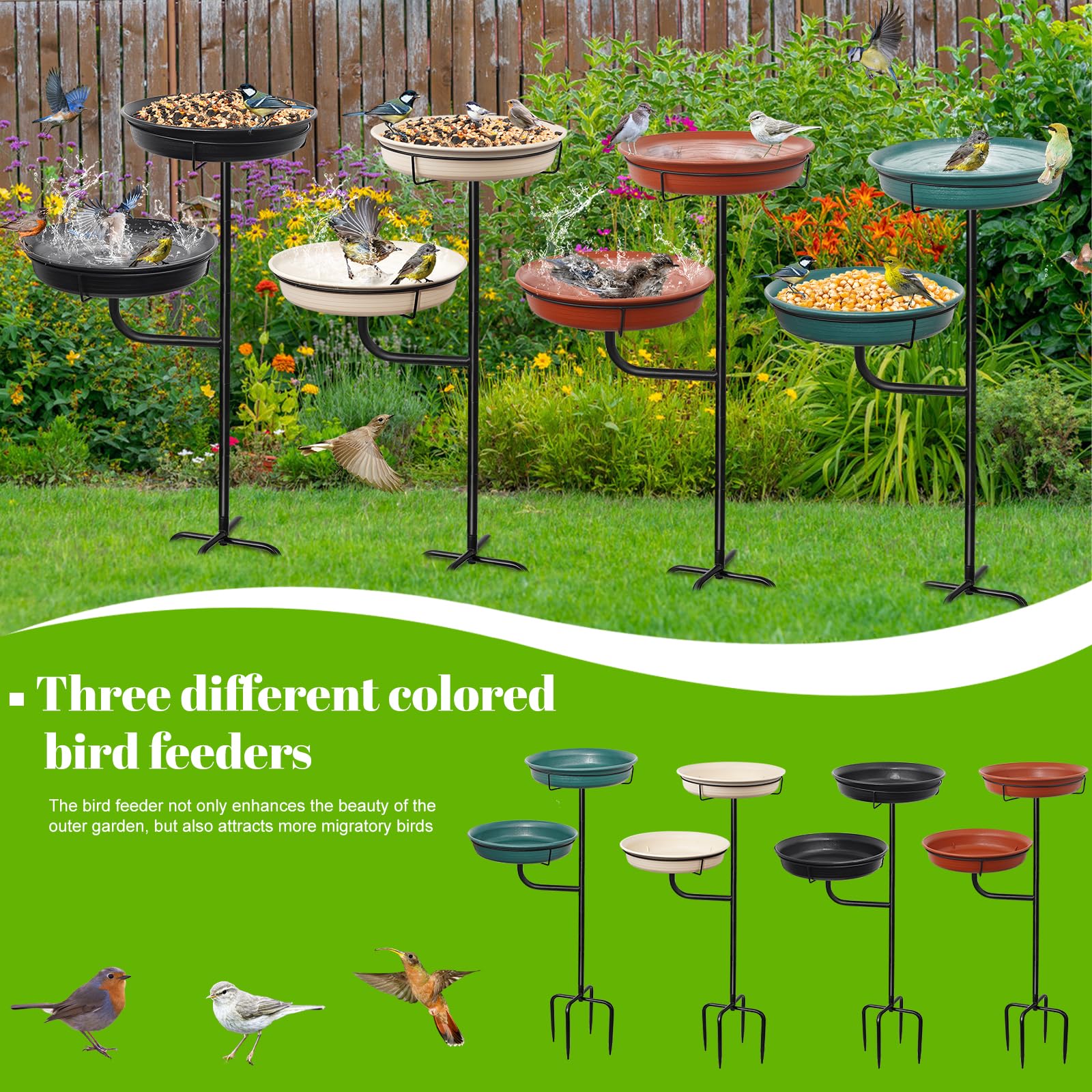 YALINKA birdbath with 10.5 inch diameter bowl for easy water access.