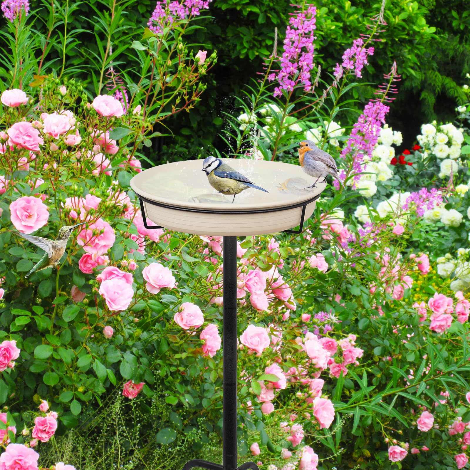 YALINKA birdbath supports bird feeder use for wildlife viewing.