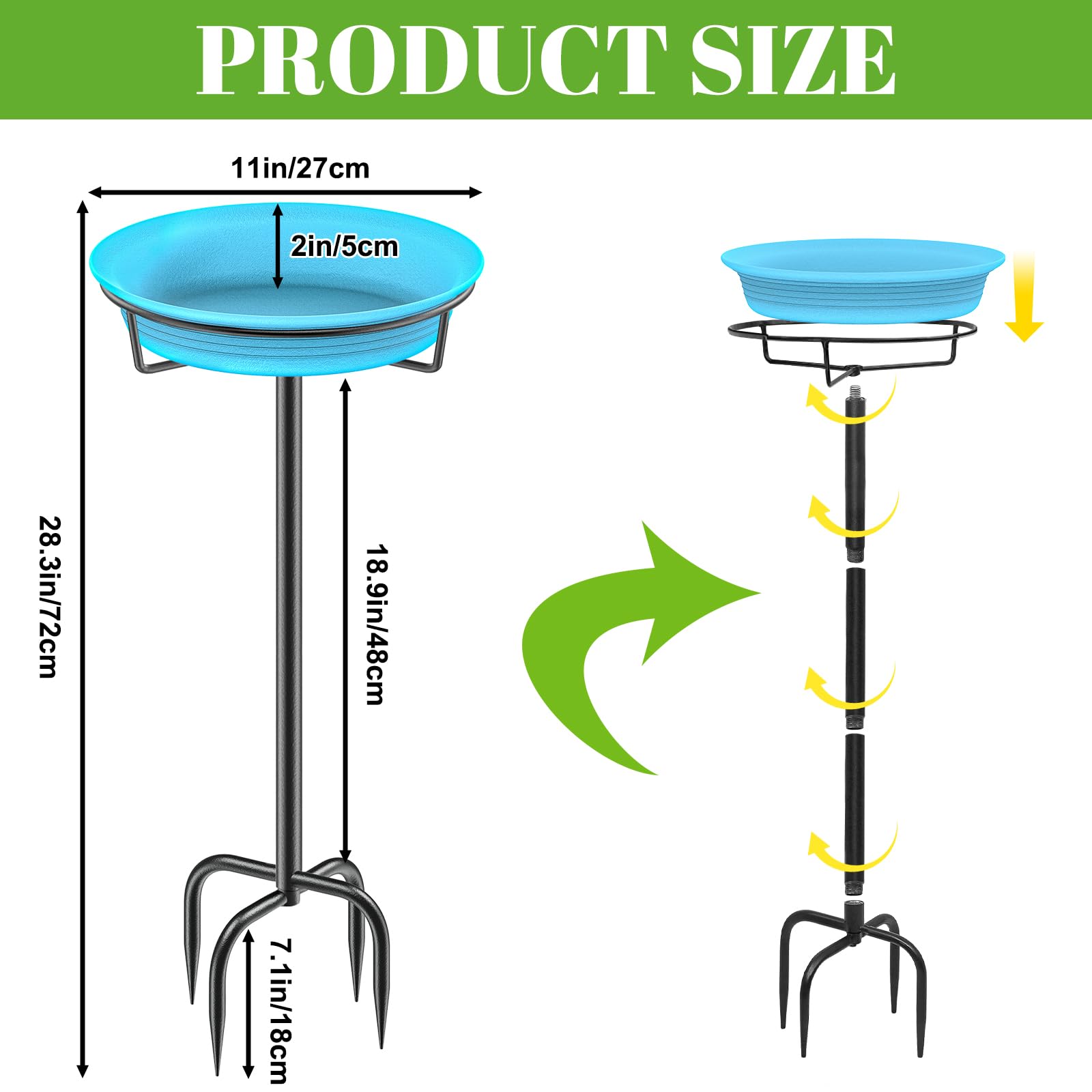 YALINKA birdbath bowl offers ample water for birds to drink and bathe.