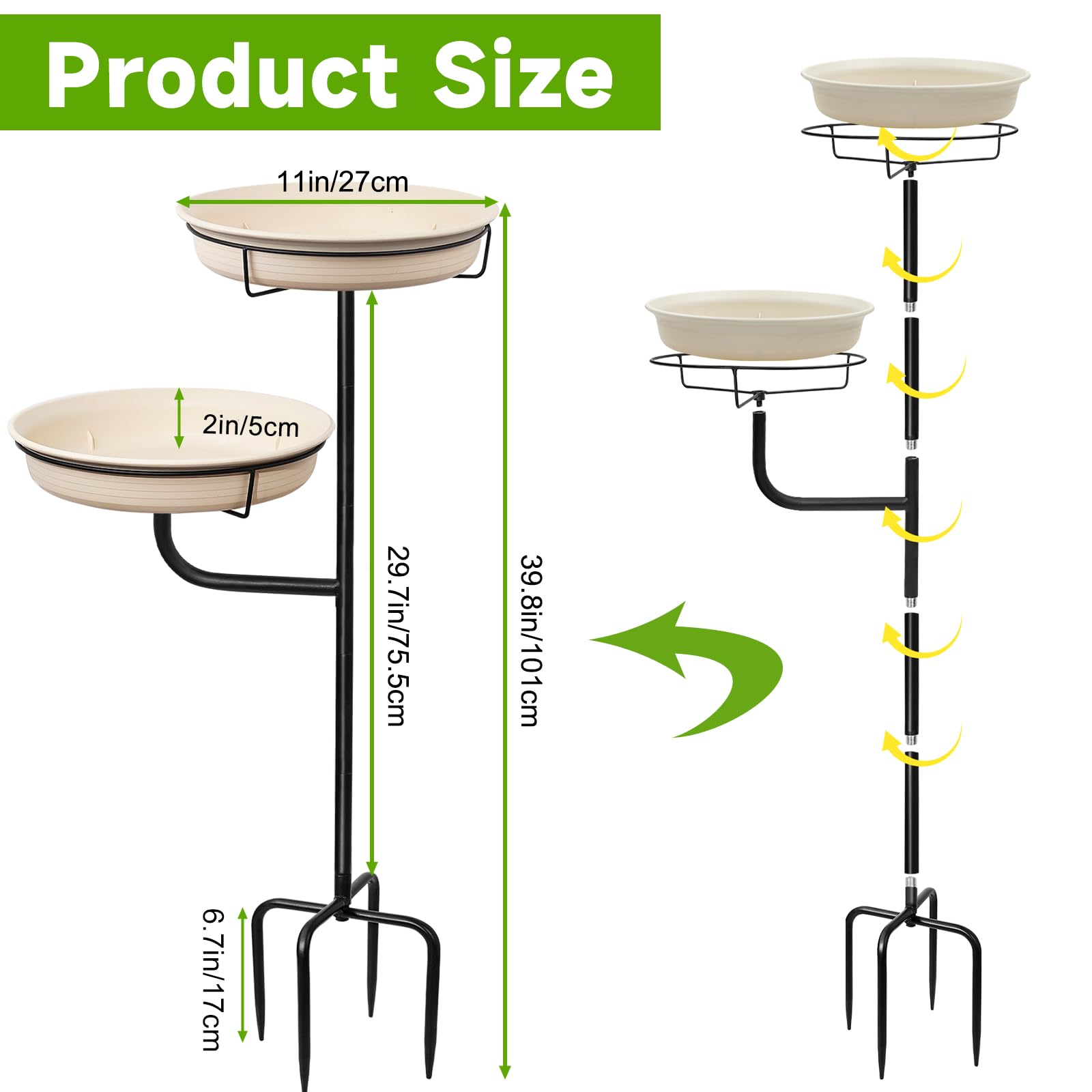 YALINKA birdbath feeder and bath combo invites birds to drink, bathe, and snack