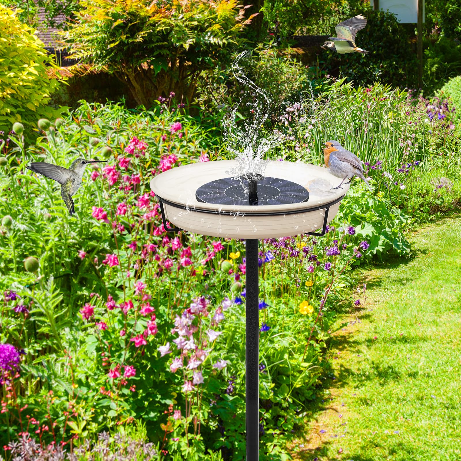 YALINKA outdoor birdbath enhances yard ambiance with gentle chirps and activity.
