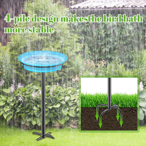 YALINKA birdbath metal stake ensures upright support through seasons.