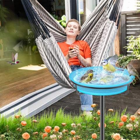 YALINKA birdbath outdoor blue decor adds stylish charm to your yard.