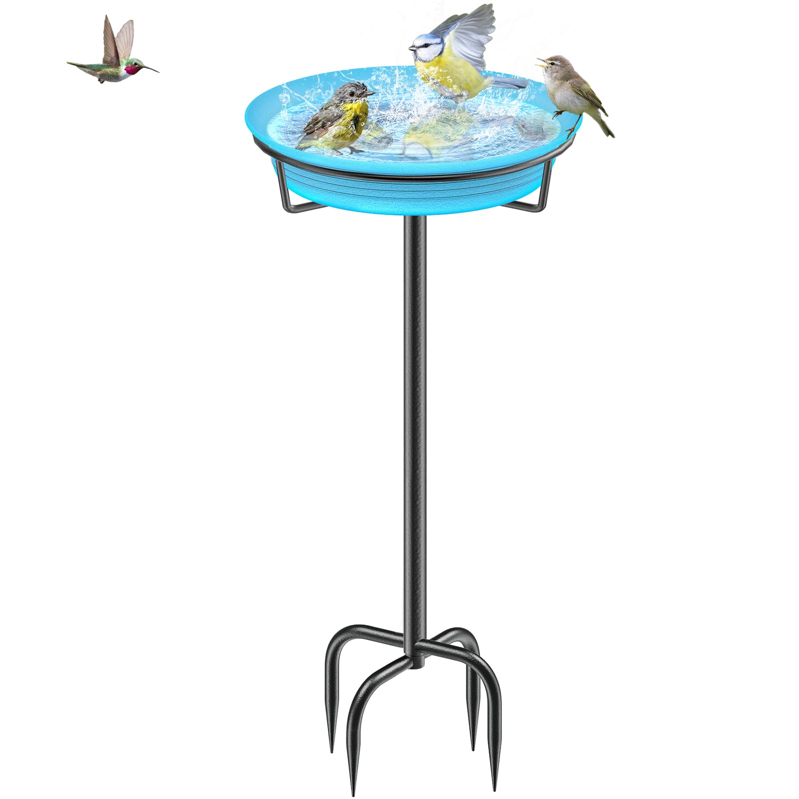 YALINKA birdbath stand with four spiky feet provides stable garden setup.