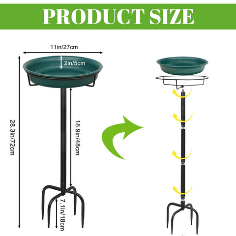 YALINKA birdbath with sturdy four-prong stake for reliable garden placement