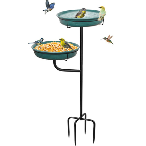 YALINKA freestanding birdbath bowl outdoors for birds to drink and bathe.