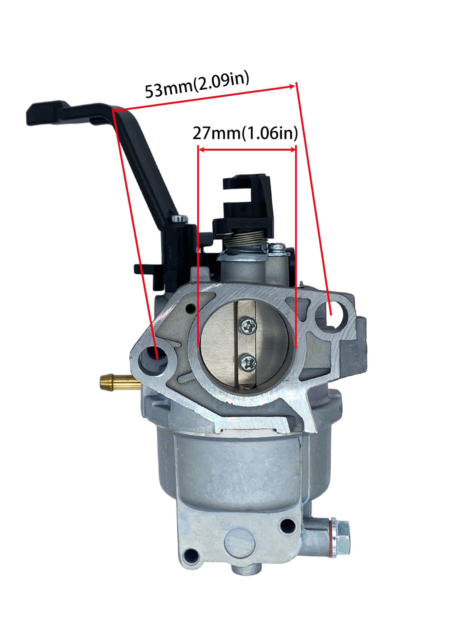 Yamakato carburetor with fuel line and gaskets ready for quick replacement.