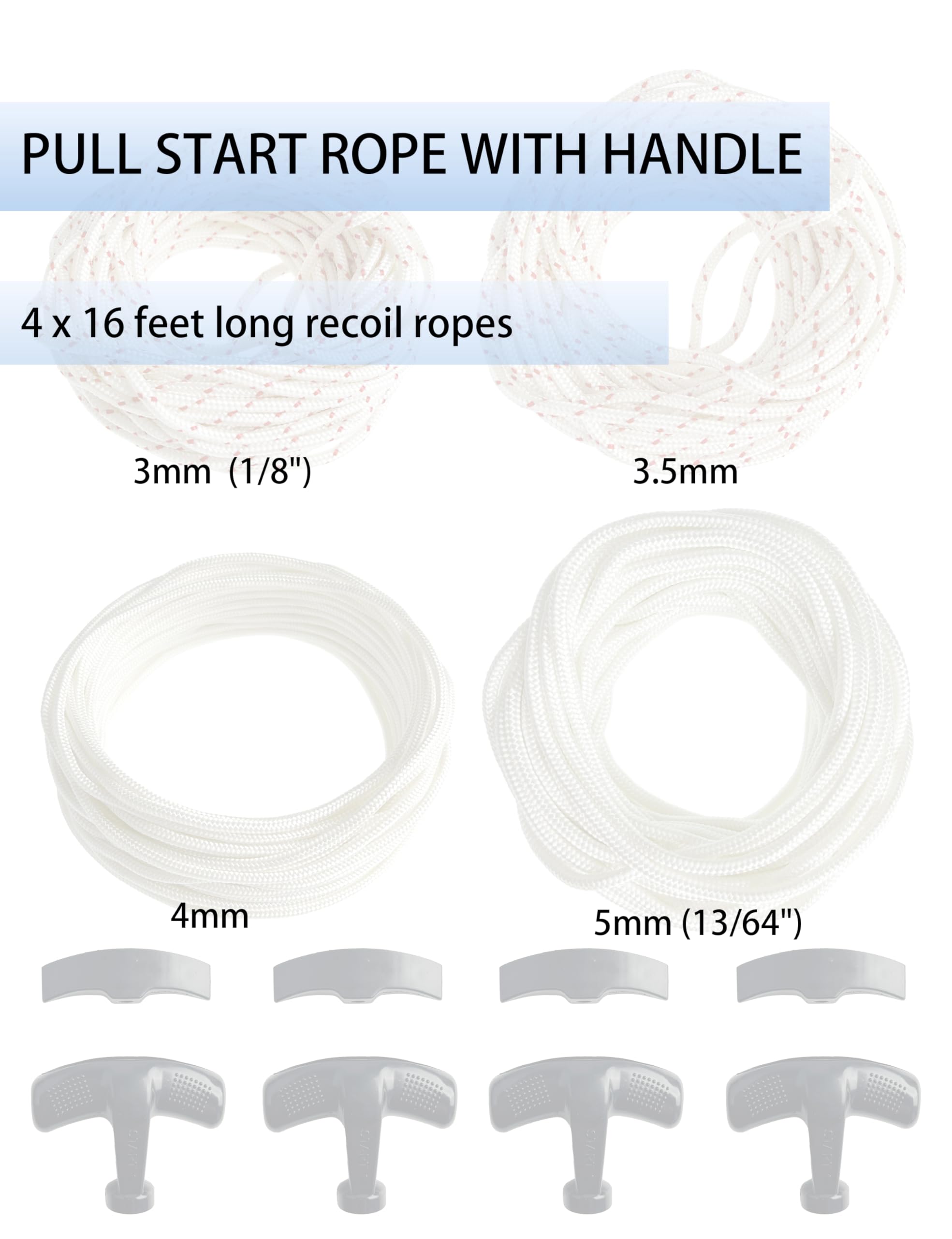 YAMAKATO 3-5mm pull cord 16ft, versatile for mid-size equipment starting.