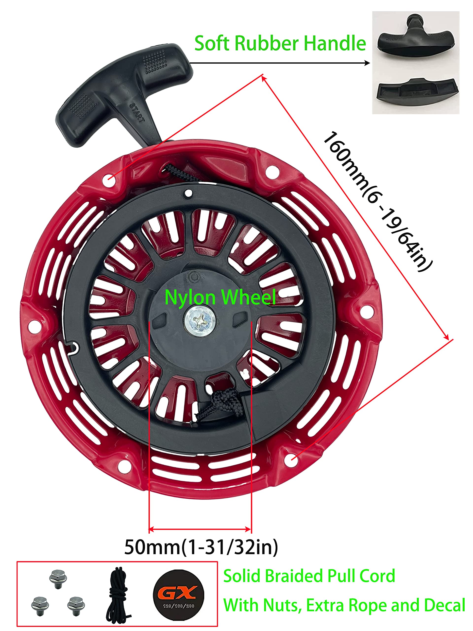 YAMAKATO recoil starter compatible with Honda GX120 GX160 GX200 engines.