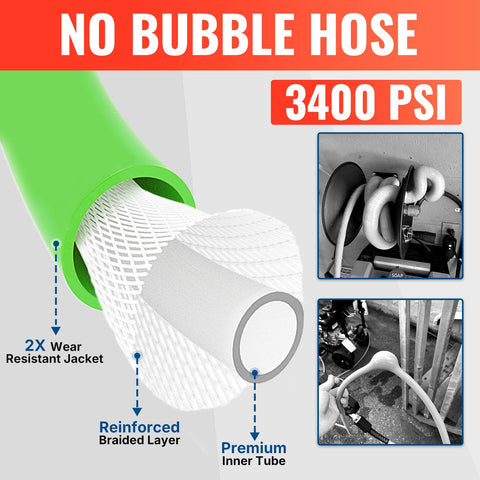 YAMATIC hose supports 3400 PSI working pressure for common tasks.