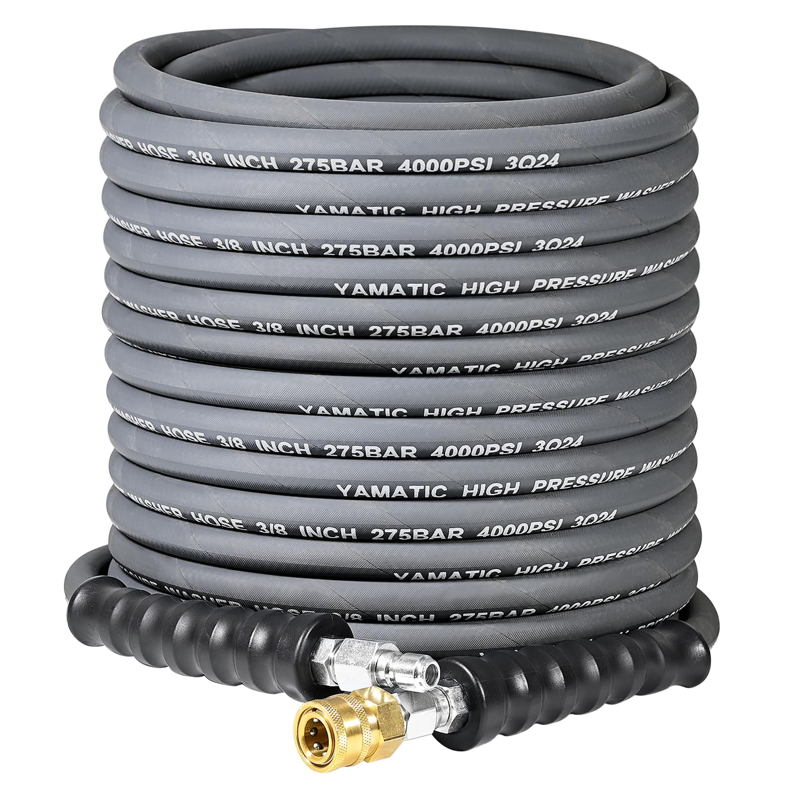 YAMATIC 3/8 inch ID pressure washer hose with 50 ft reach for tough exterior cleaning