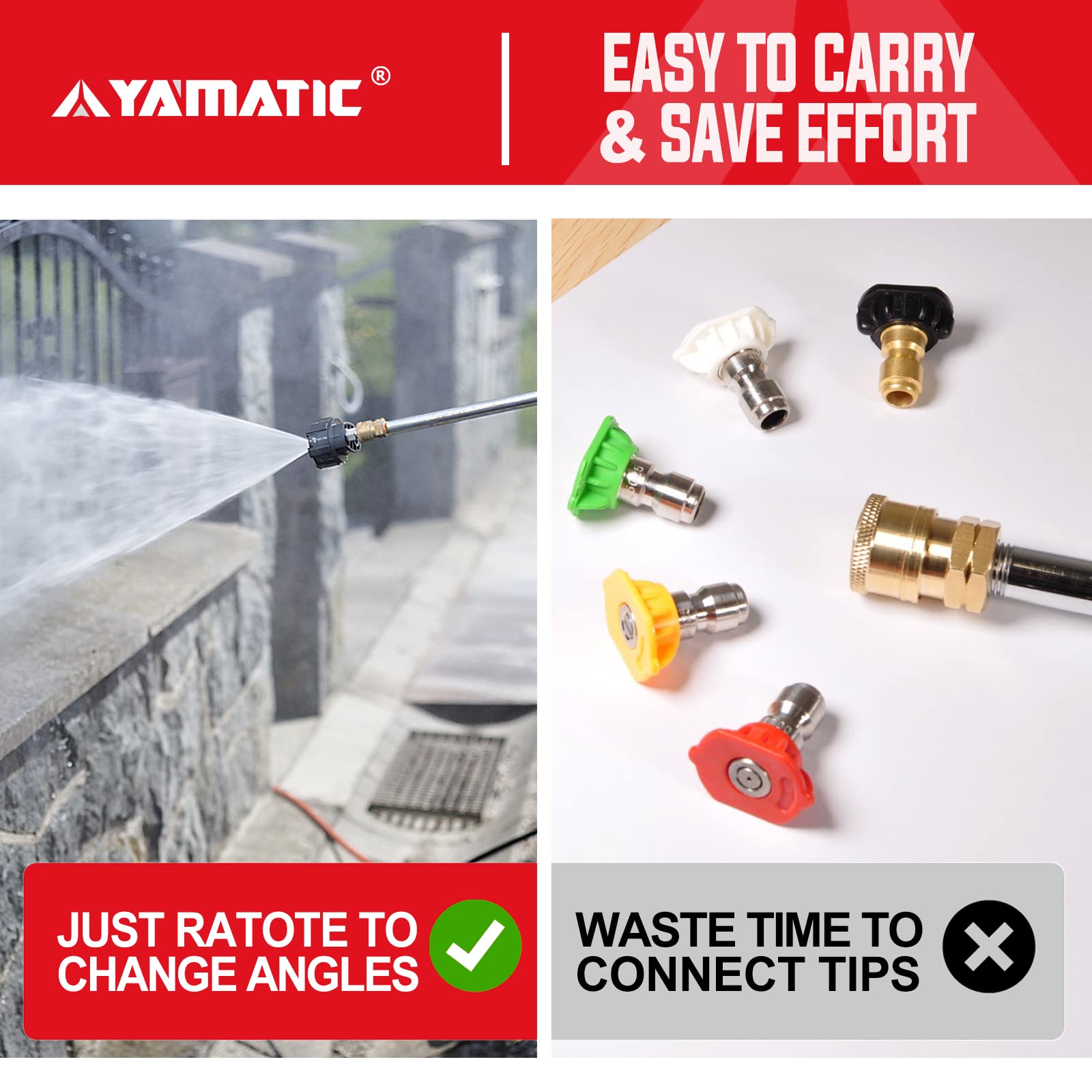 YAMATIC nozzle supports up to 4000 PSI and 4 GPM.