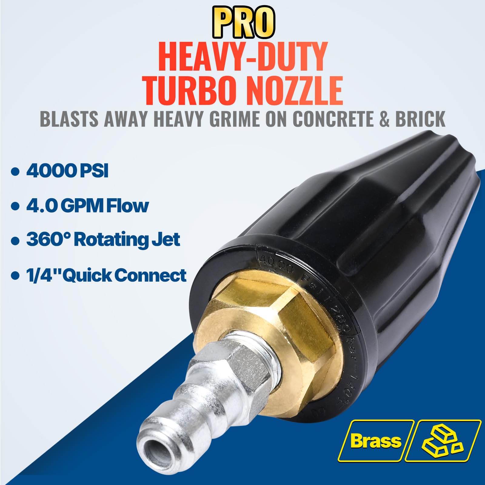 YAMATIC 5000 PSI turbo tip designed for harsh grime removal.