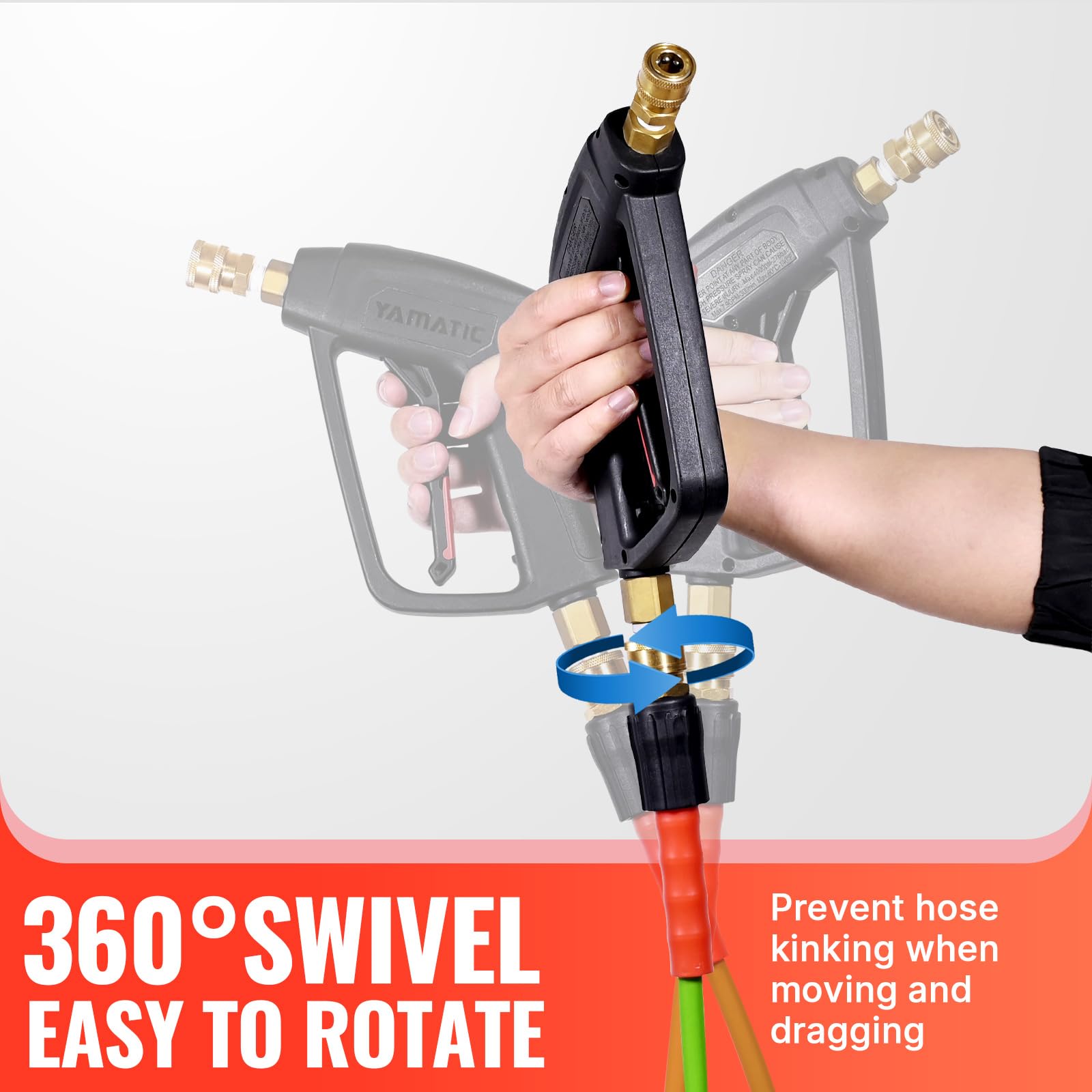 YAMATIC 50 ft hose reduces kinks for easier outdoor cleaning
