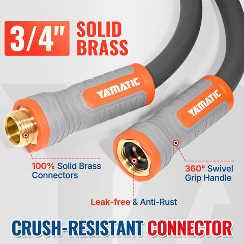 YAMATIC all-weather hose works from 25°F to 140°F for year-round tasks.