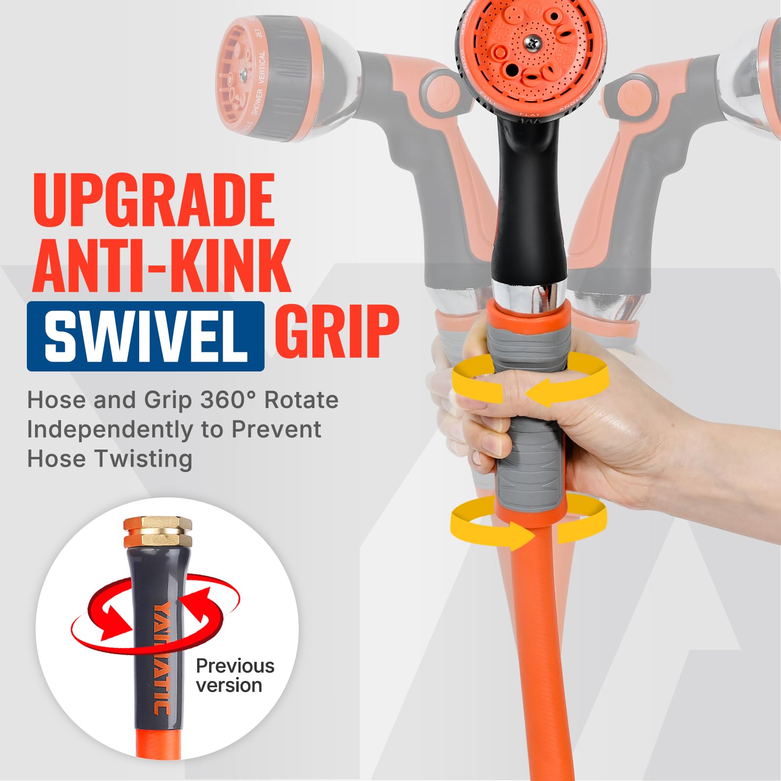 YAMATIC anti-kink technology keeps hose flat and tangle-free.