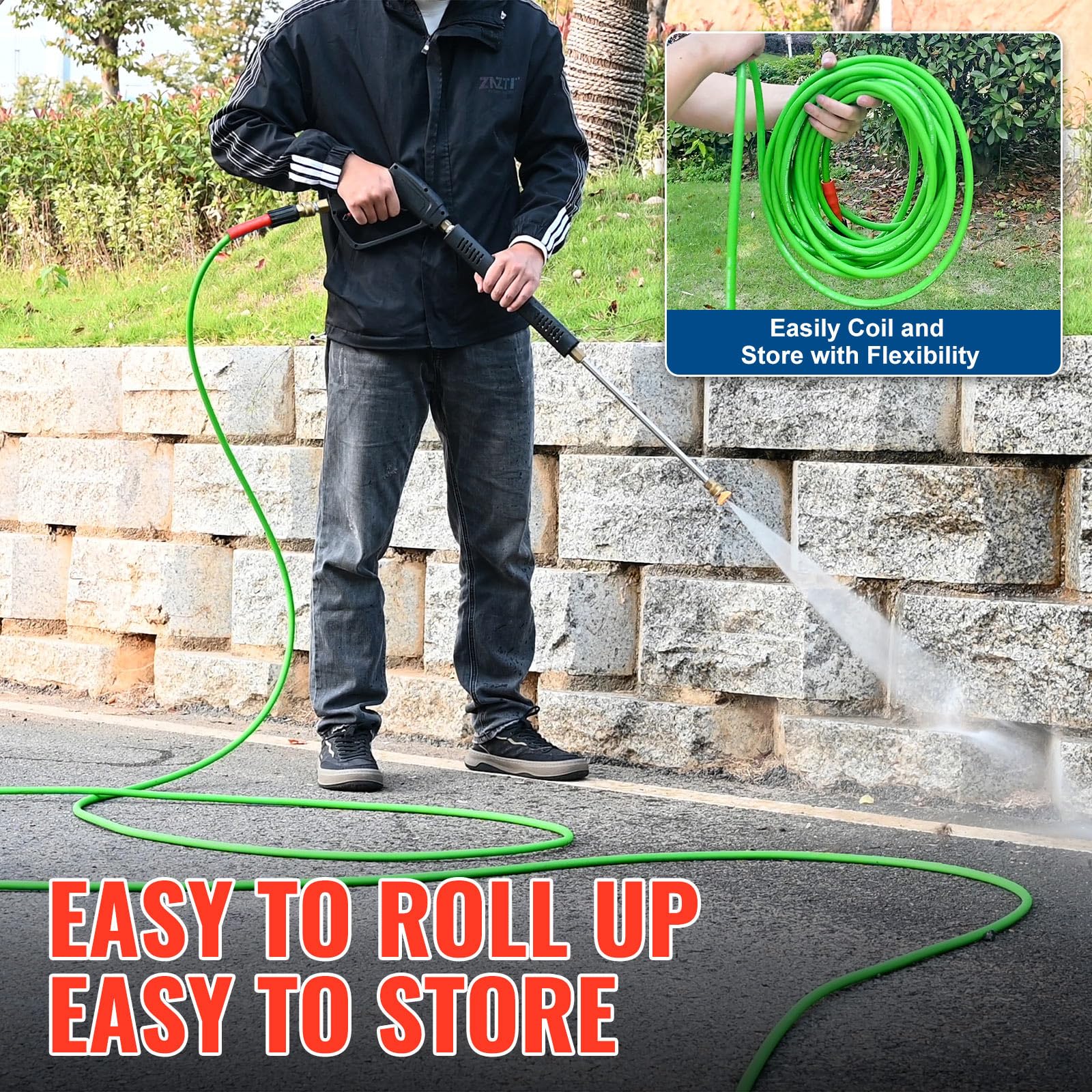YAMATIC brass fittings deliver durable, secure quick-connects at each end.