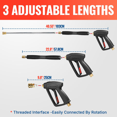 YAMATIC extension lance extended to 40 inches for hard-to-reach areas