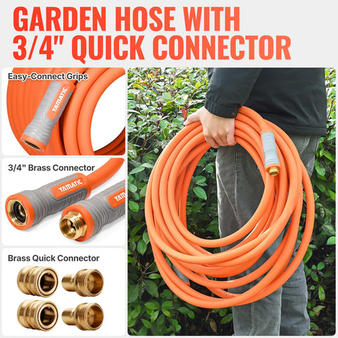 YAMATIC flexible hose ideal for washing the car and patio with ease.