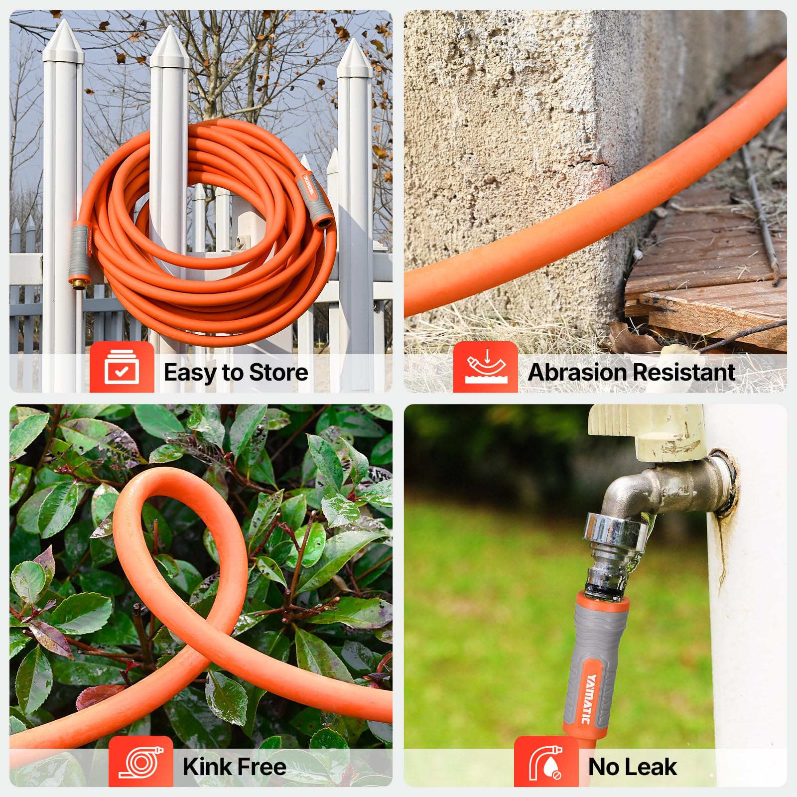 Brass leak-proof connectors with two quick-connect sets included with YAMATIC hose