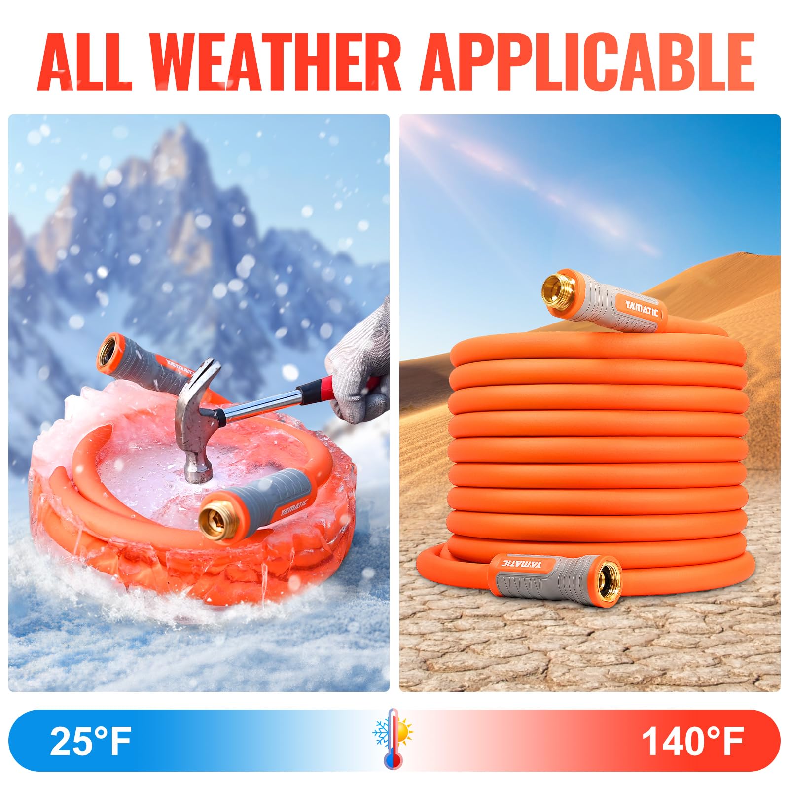 Lightweight YAMATIC garden hose for easy handling in all weather conditions