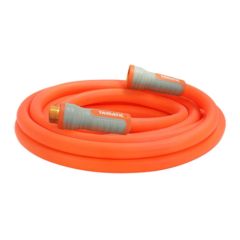 YAMATIC heavy duty garden hose 15ft with swivel fitting for smooth watering.