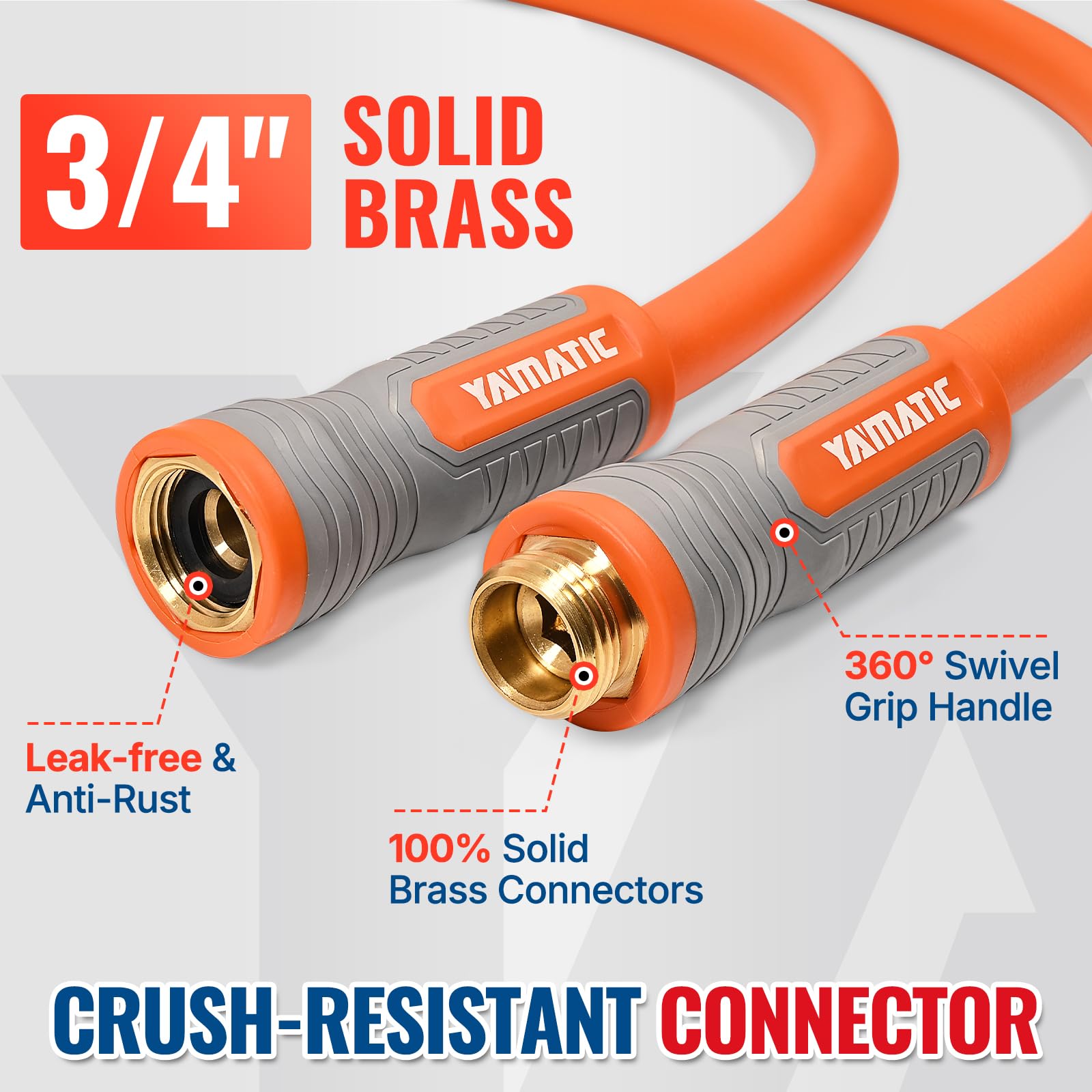 YAMATIC hose with brass connectors ensures durable, leak-free connections for seasonal gardening.