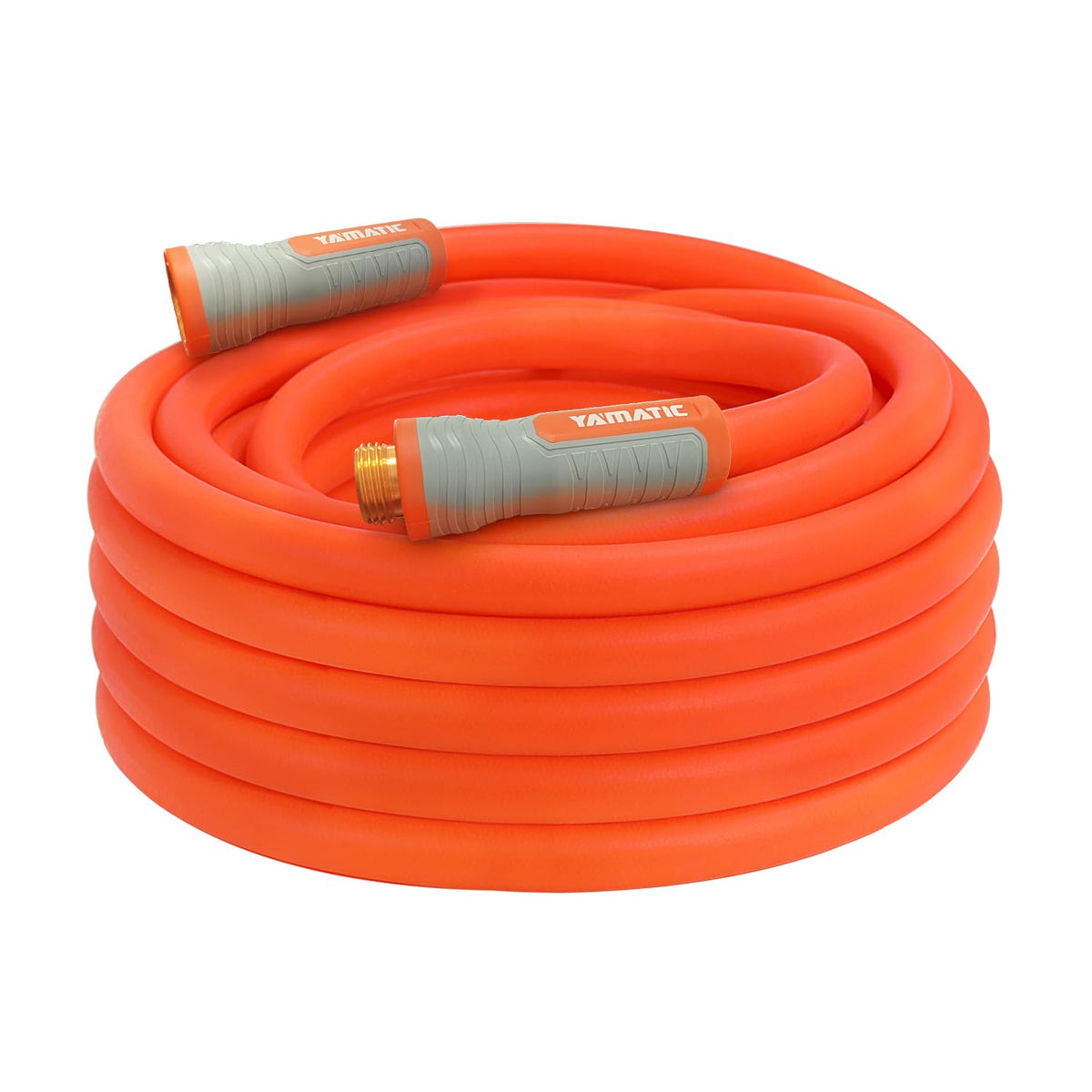 YAMATIC Heavy Duty Garden Hose with swivel fitting demonstrates effortless setup and smooth water flow.