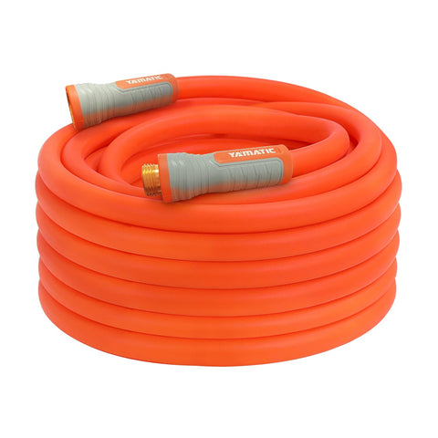YAMATIC heavy-duty garden hose with flexible design for all-weather watering.