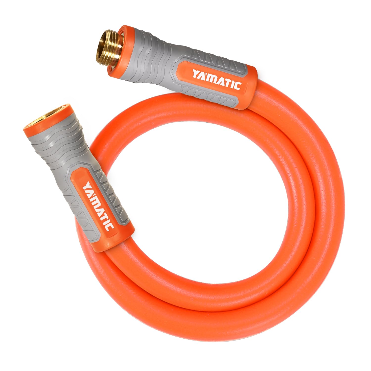 YAMATIC heavy duty short hose with brass swivel connector enables quick, leak-free setup.
