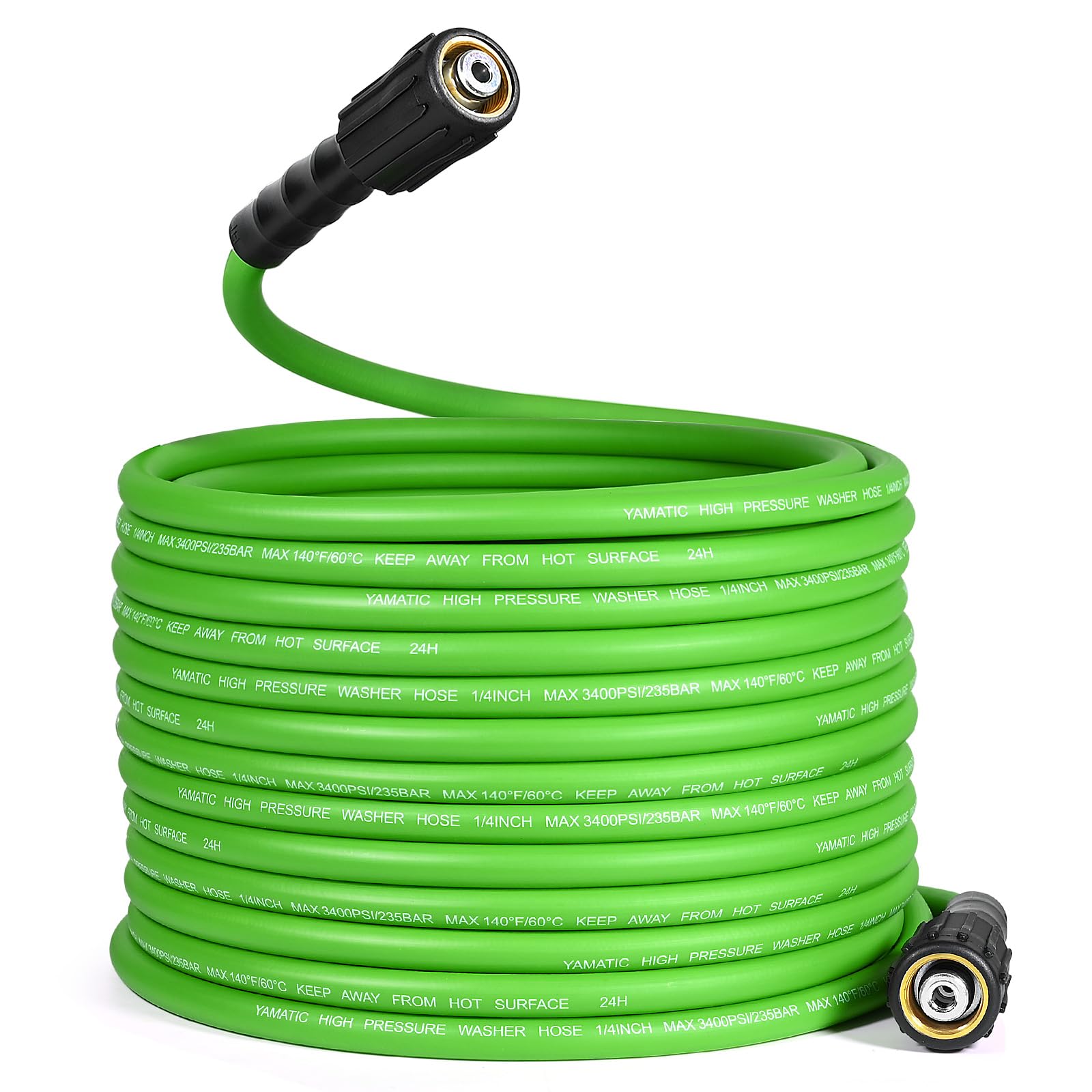 YAMATIC 50 ft hose with M22-14mm ends for versatile power washing.