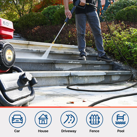 YAMATIC kink-resistant 1/4-inch hose maintains smooth cleaning sessions.