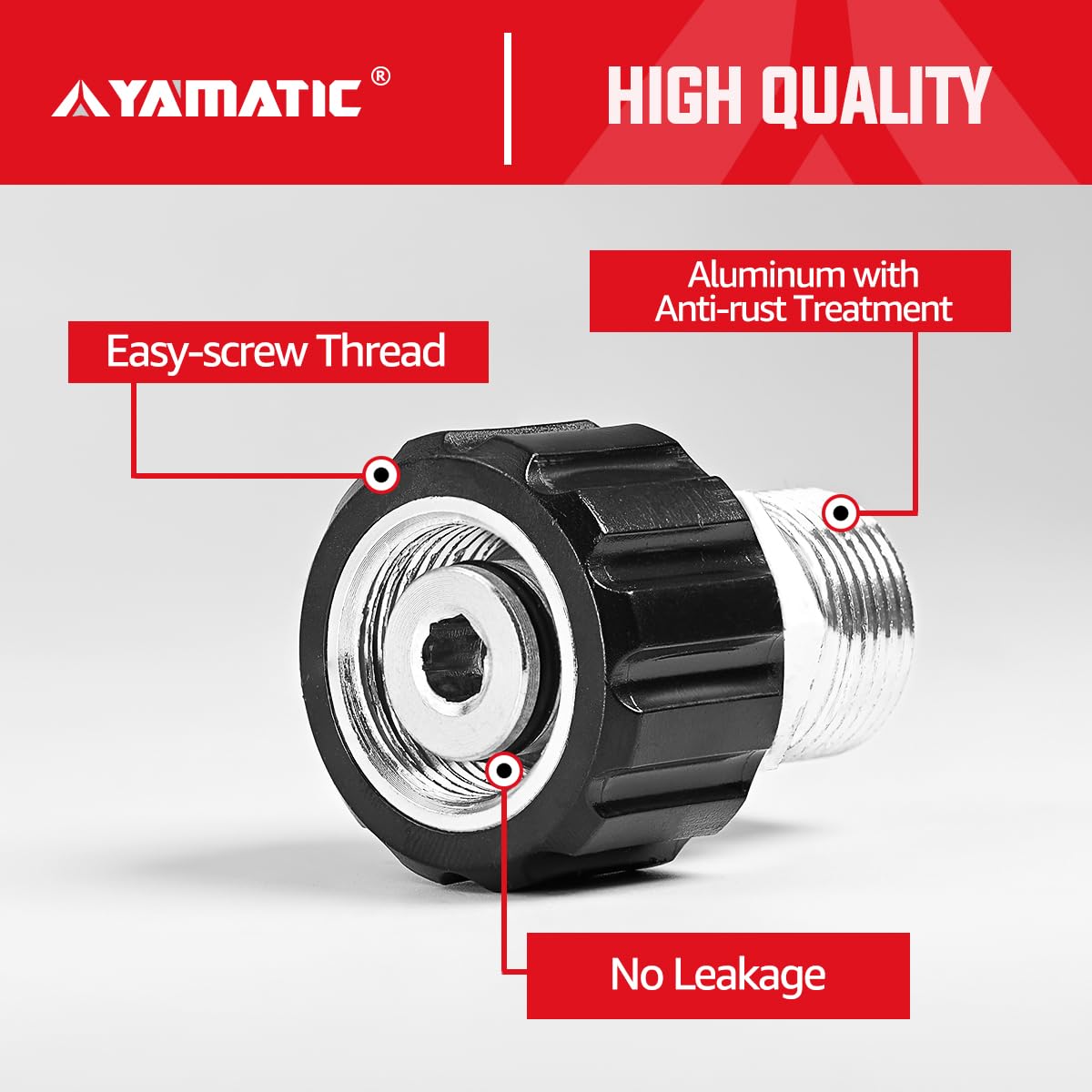 YAMATIC non-slip grip design enables secure attachment during setup.