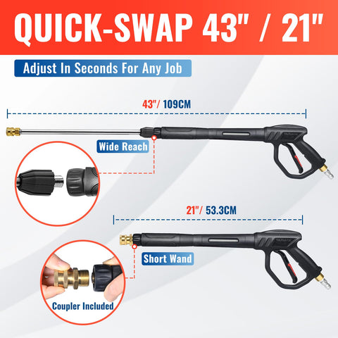 YAMATIC five nozzle tips provide versatile spray patterns.