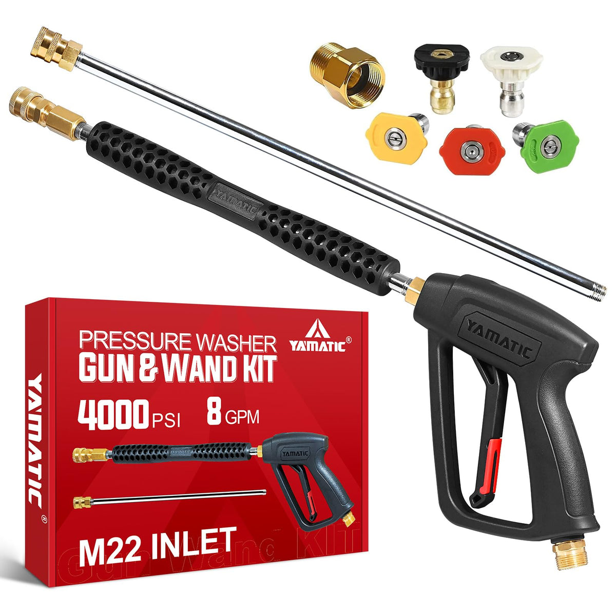 YAMATIC pressure washer gun handle showing durable construction for heavy cleaning tasks