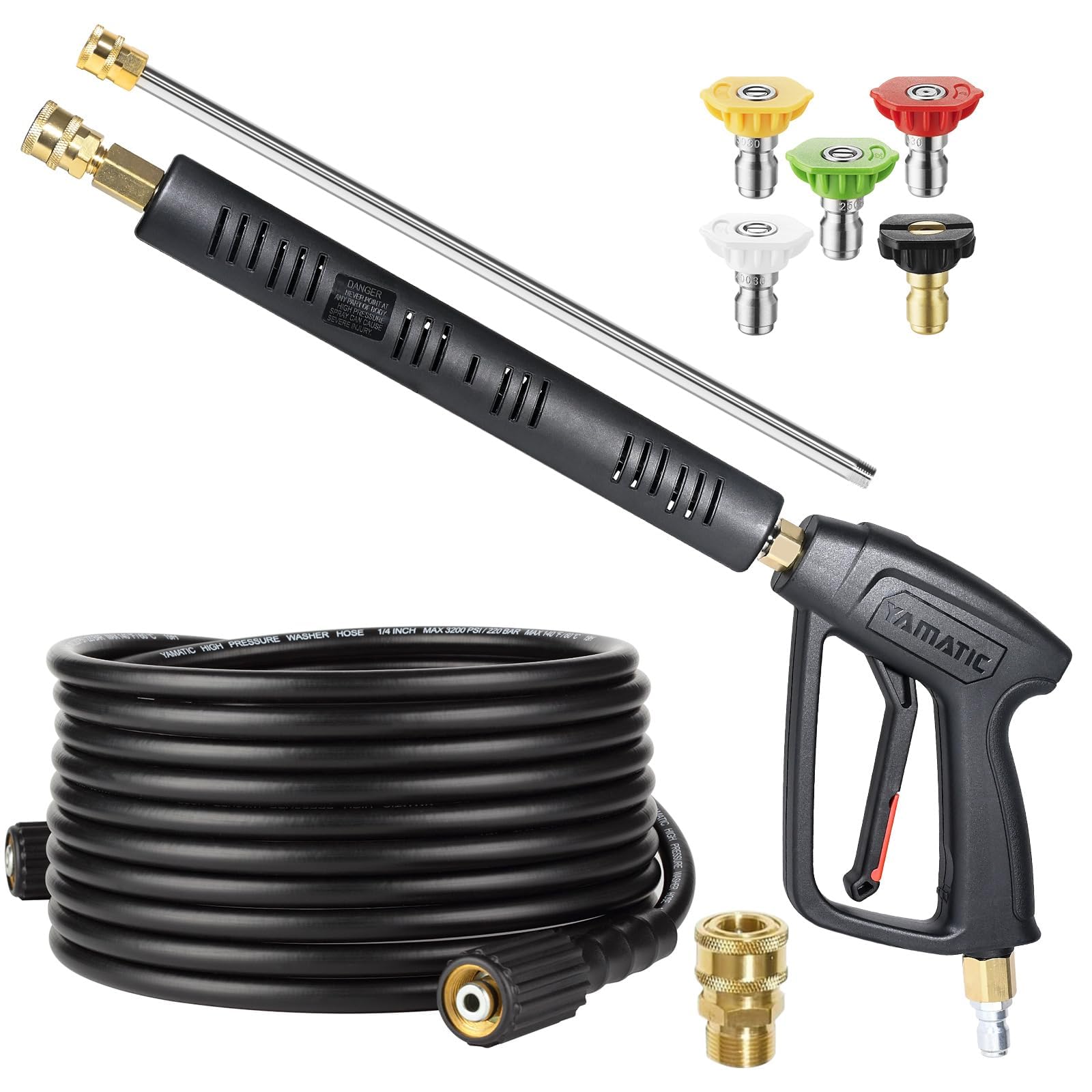 YAMATIC pressure-washer gun and hose kit for reaching tight outdoor spaces