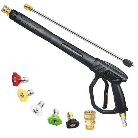 YAMATIC pressure washer gun wand with swivel for smooth cleaning reach.