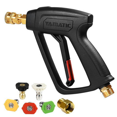YAMATIC pressure washer short gun with five nozzles for versatile cleaning tasks