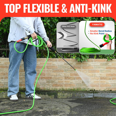 YAMATIC 1/4 inch quick-connect outlet for versatile nozzle attachments.