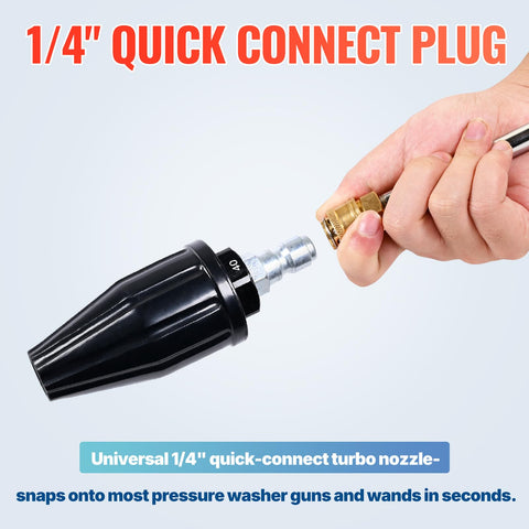 YAMATIC quick-connect 1/4-inch fitting for quick setup with washers.