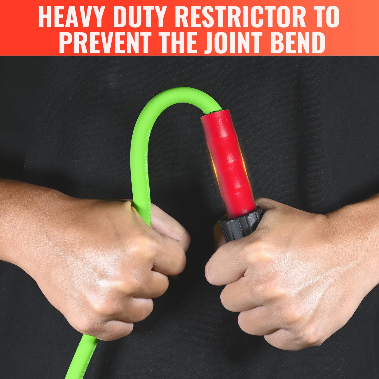 YAMATIC reinforced joints and bend restrictors reduce stress at hose ends.