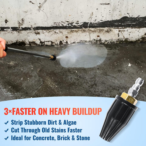 YAMATIC rotating jet cleaning bricks and concrete efficiently.