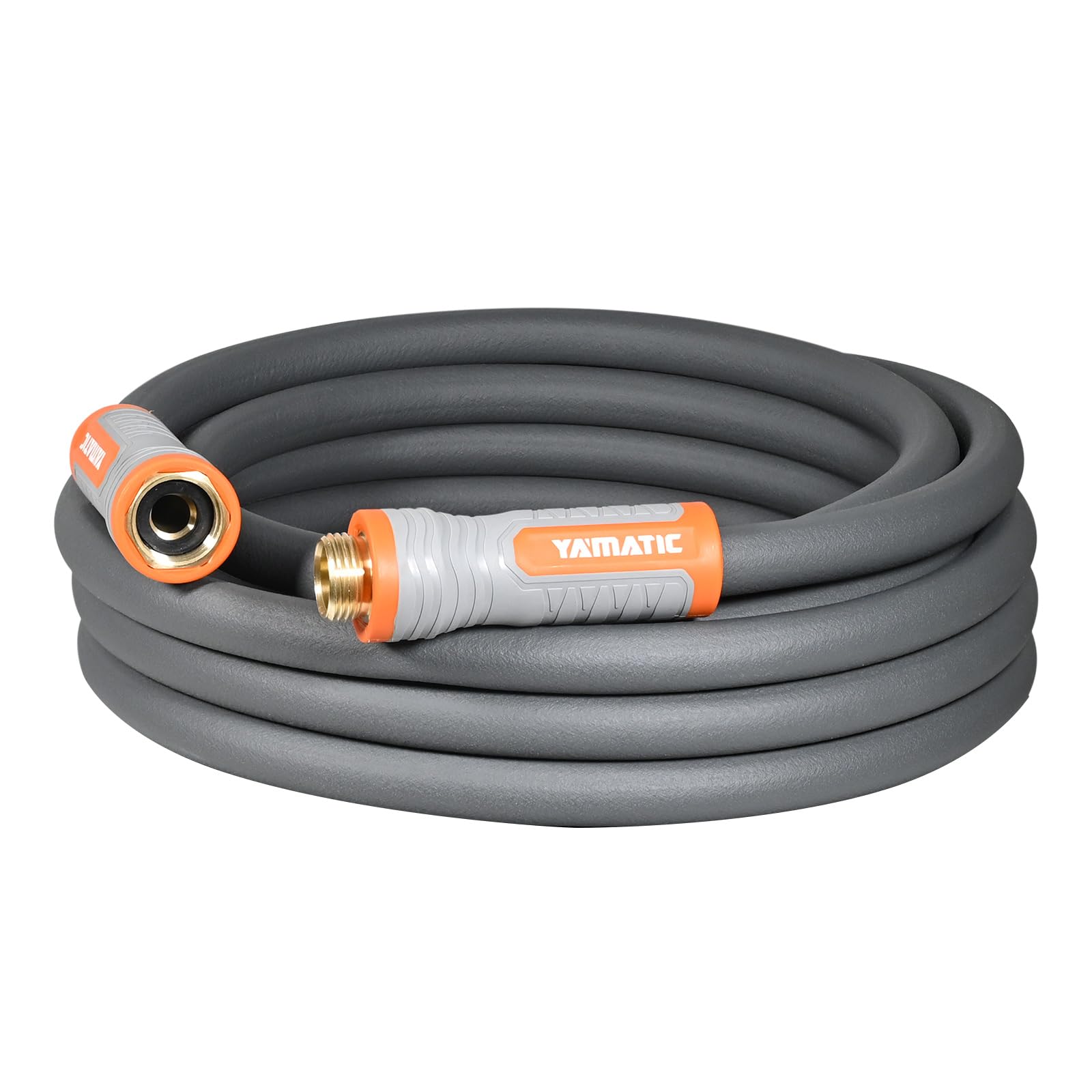YAMATIC short garden hose with swivel handle showing easy connection and kink resistance.