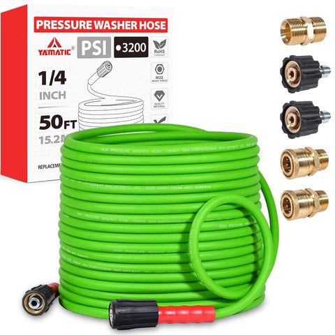 YAMATIC 50ft super flexible hose for easy storage and portability.