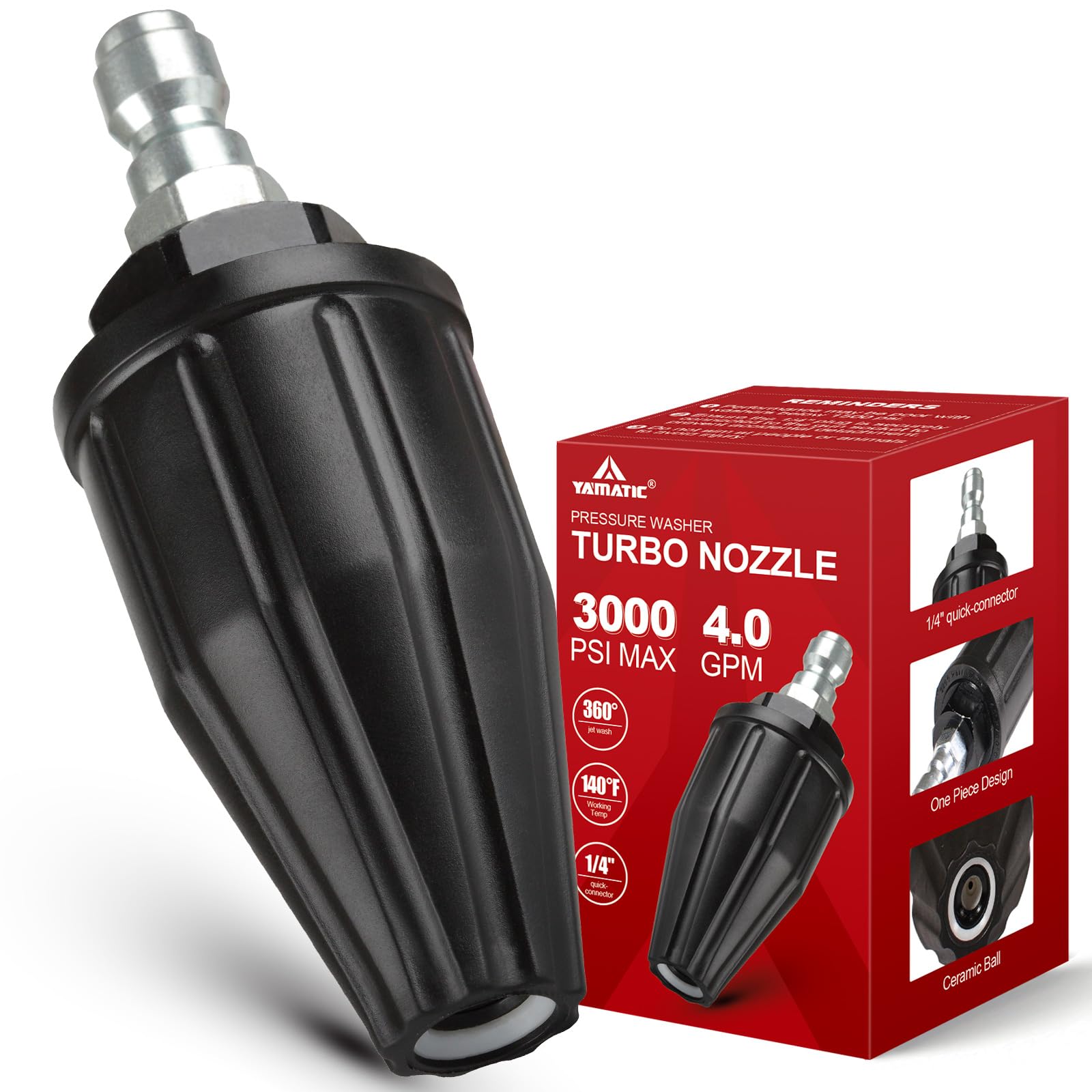 YAMATIC turbo nozzle with 360° rotation for faster surface cleaning