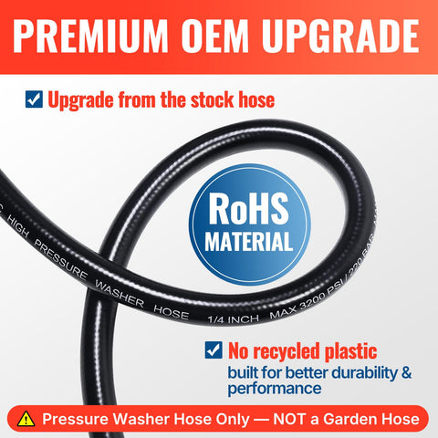 YAMATIC universal replacement hose fits most electric and gas washers.