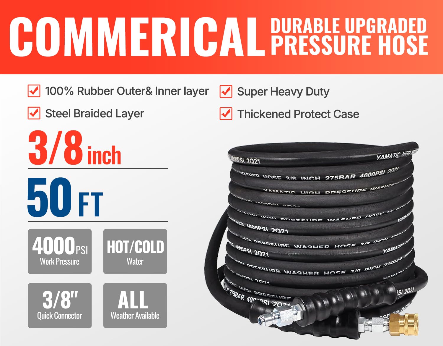 YAMATIC unrestrictive 3-8 inch bore preserves full water flow for fast cleaning